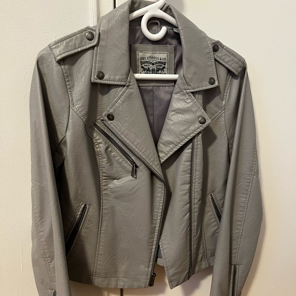 Levi's Gray Leather Moto Jacket